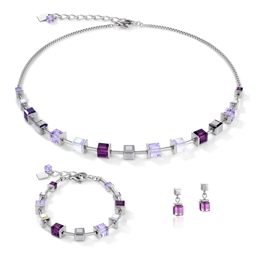 Bracelet GeoCUBE® Crystals & stainless steel amethyst