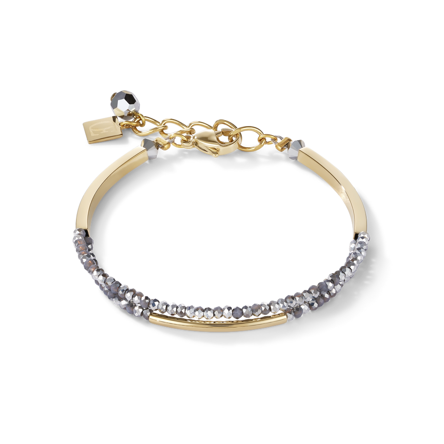 Bracelet Waterfall small stainless steel gold & glass silver