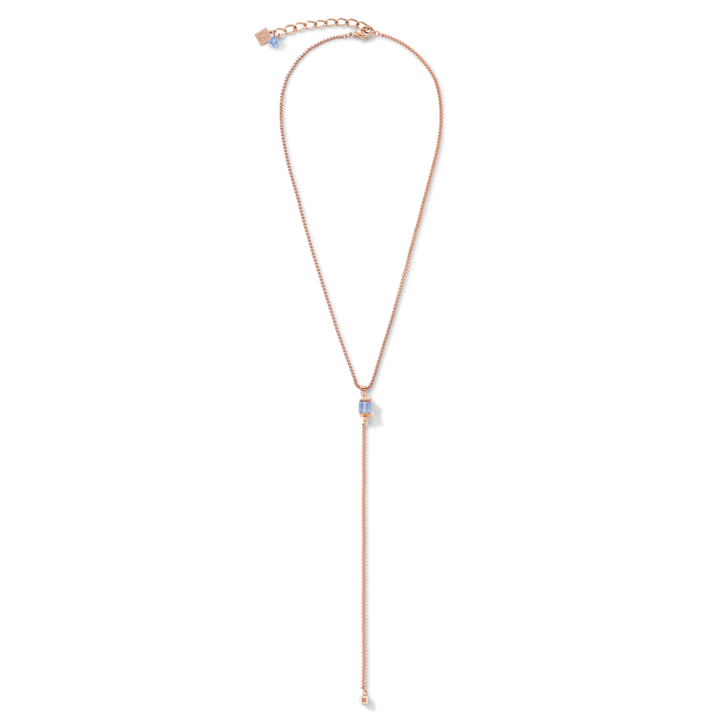 Necklace Stainless Steel rose gold & Crystals light blue