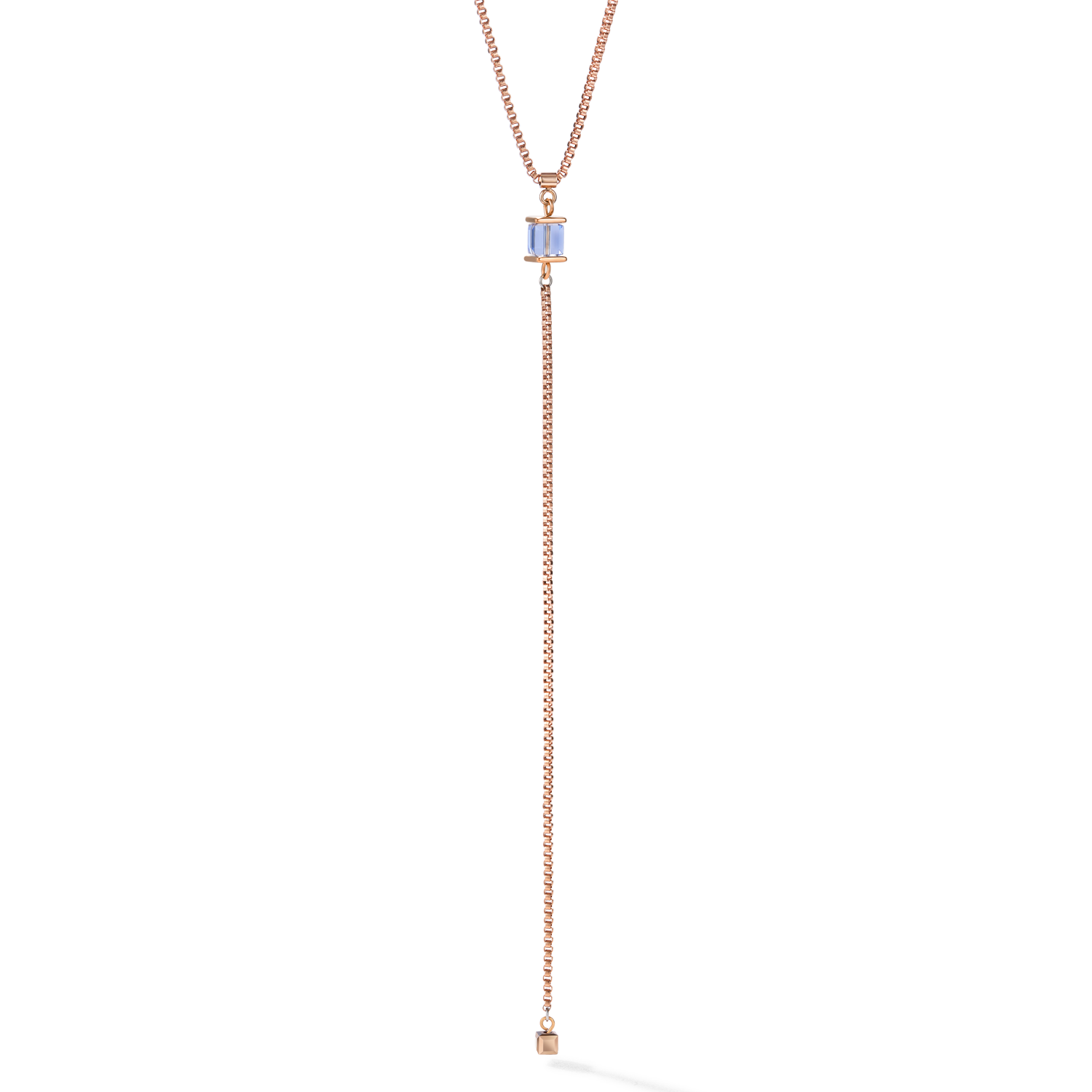Necklace Stainless Steel rose gold & Crystals light blue