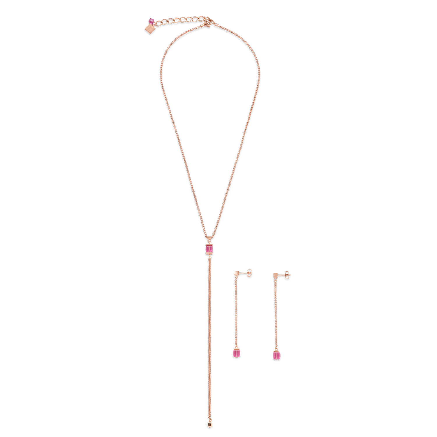 Necklace Stainless Steel rose gold & Crystals rose