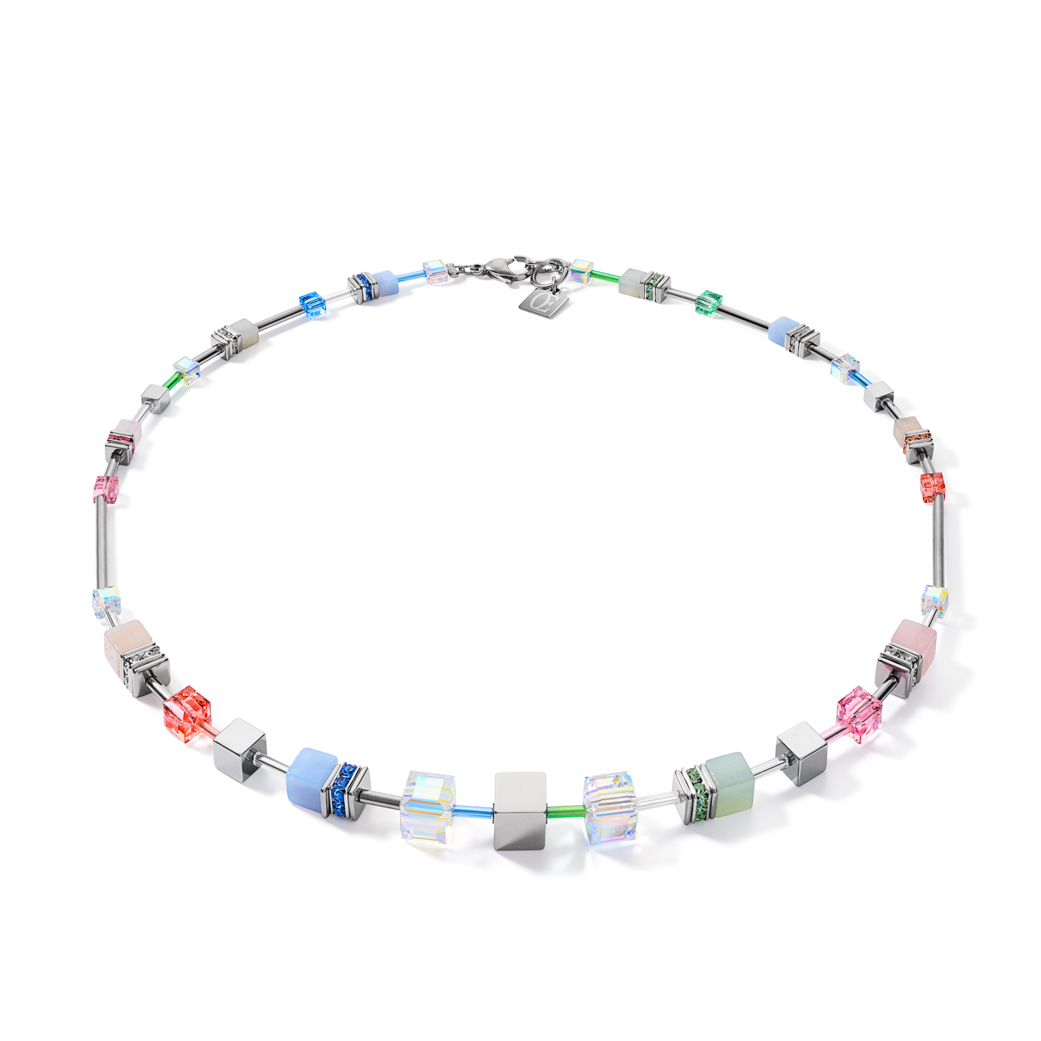 Necklace GeoCUBE® Multitask 4-in-1 summer multi pastel-silver