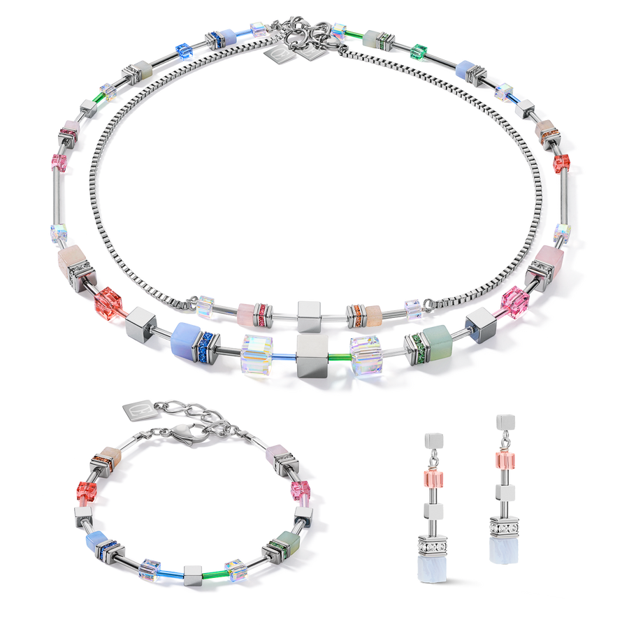 Bracelet GeoCUBE® Multitask 4-in-1 summer multi pastel-silver