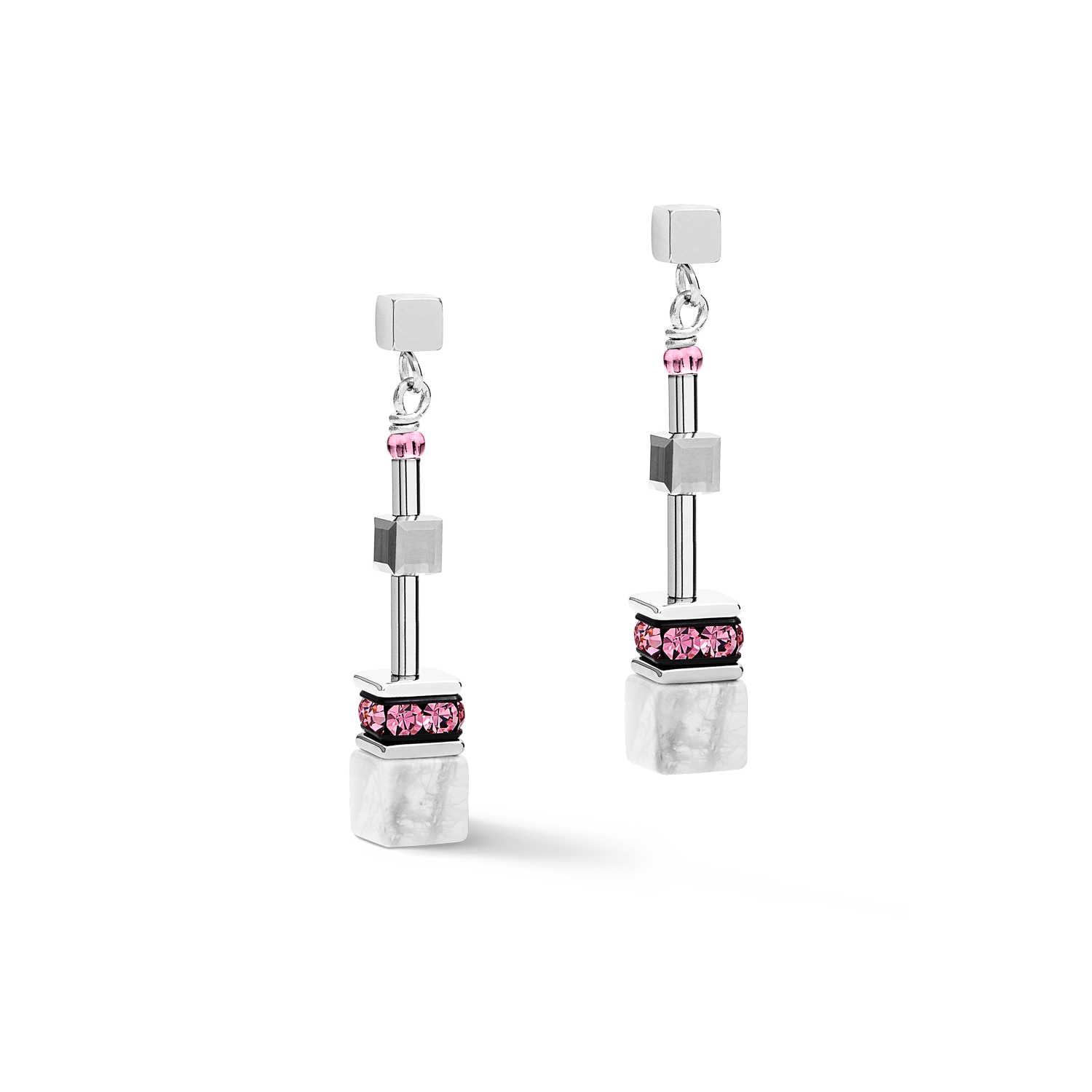 Earrings GeoCUBE® medium rose-white