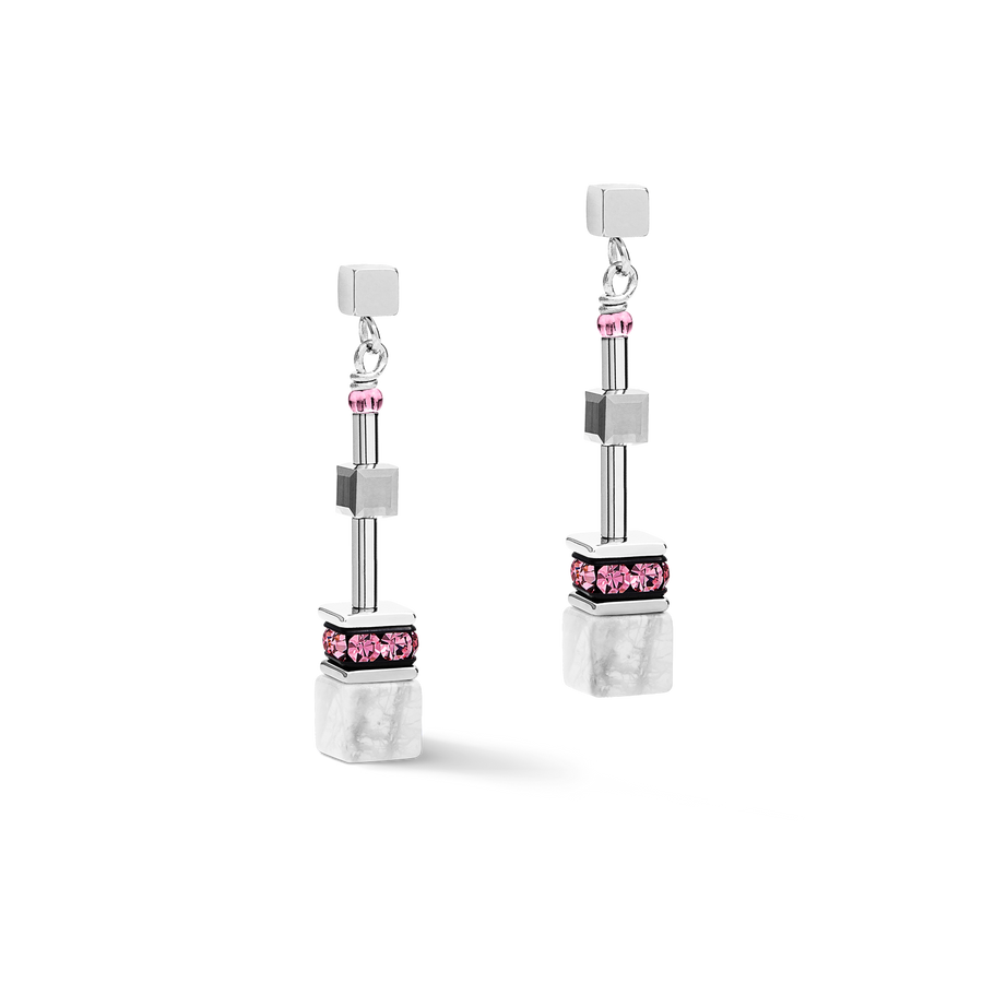 Earrings GeoCUBE® medium rose-white