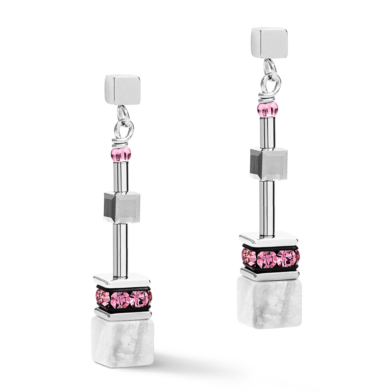 Earrings GeoCUBE® medium rose-white