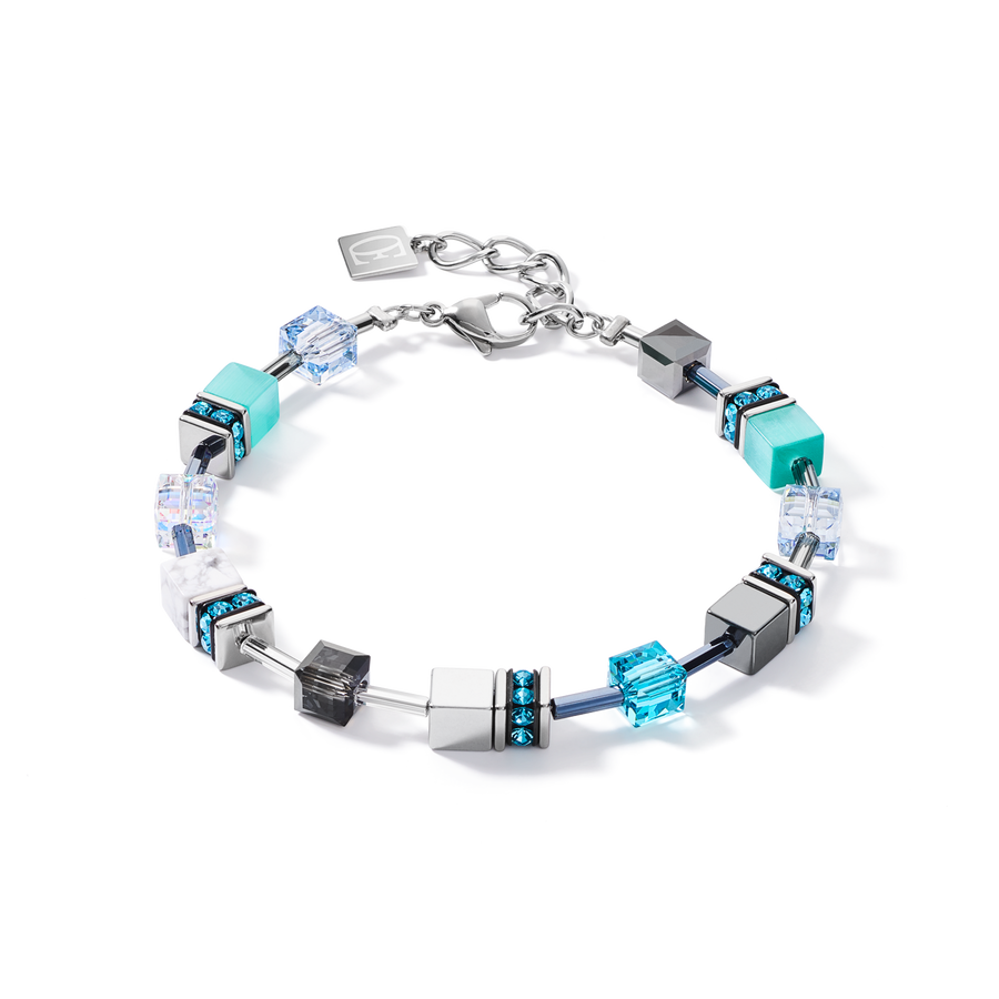 Bracelet GeoCUBE® medium aqua-white