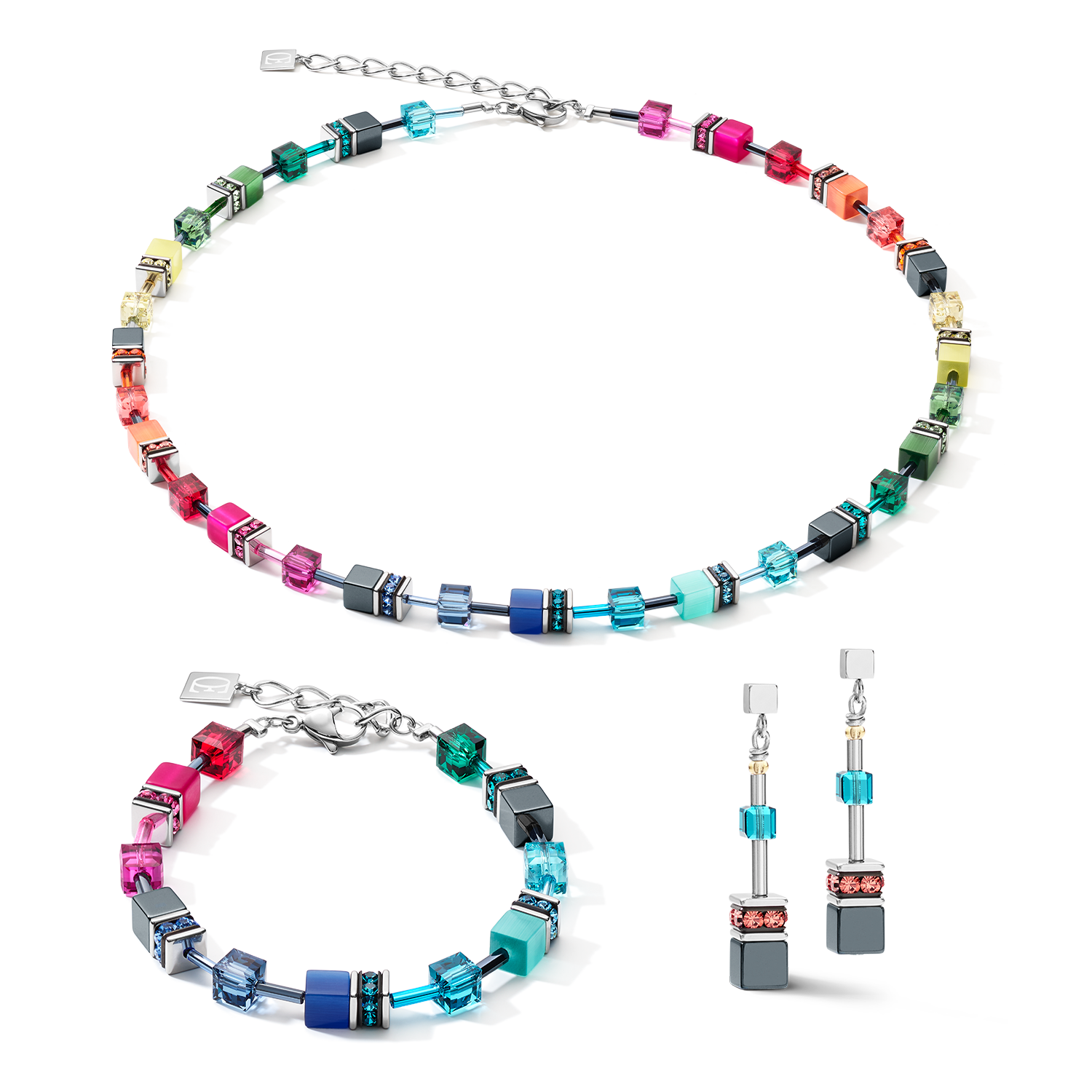 Necklace GeoCUBE® medium multicolour rainbow