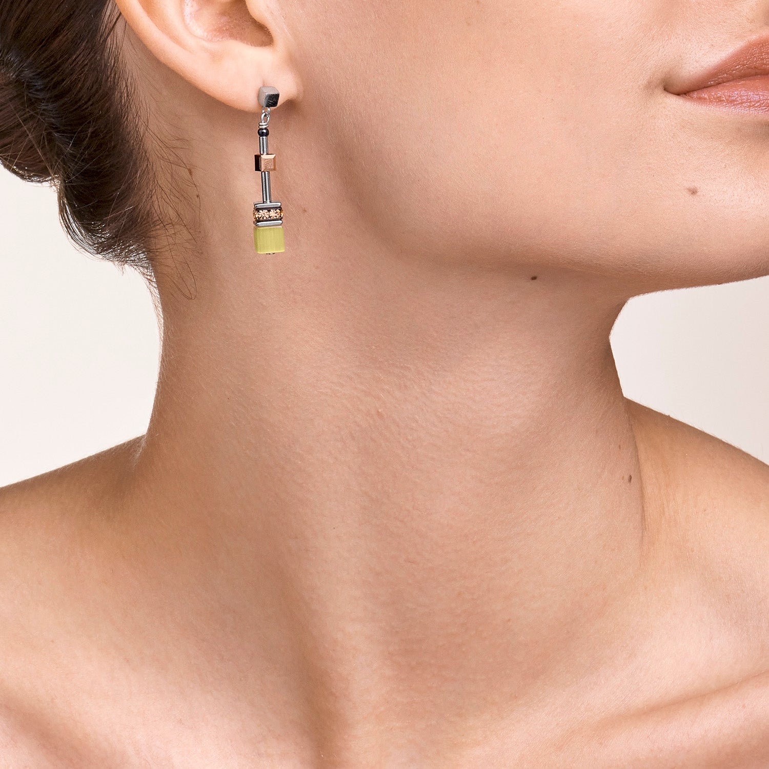 Earrings GeoCUBE® medium olive-peach