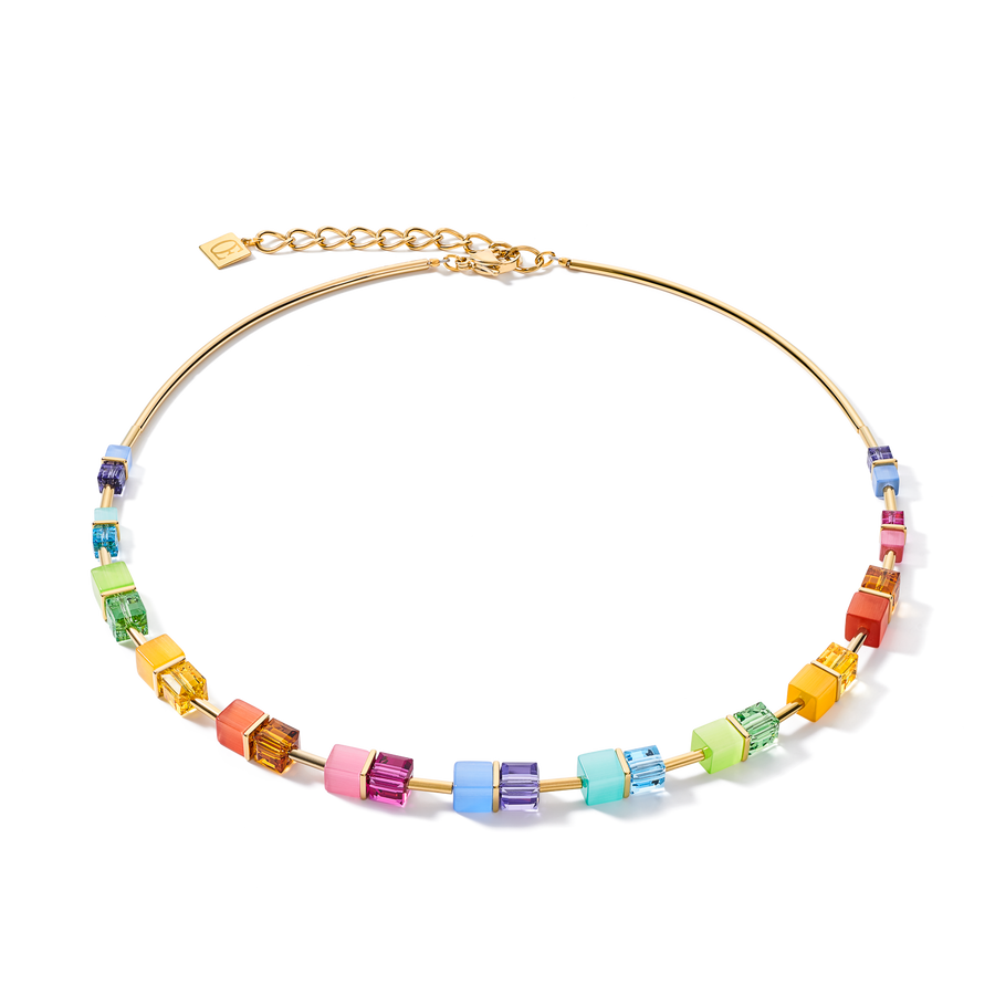 Necklace GeoCUBE® colour couple multicolour rainbow-gold