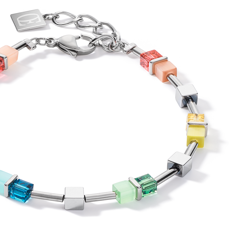 Bracelet GeoCUBE® colour couple haematite multicolour spring-silver