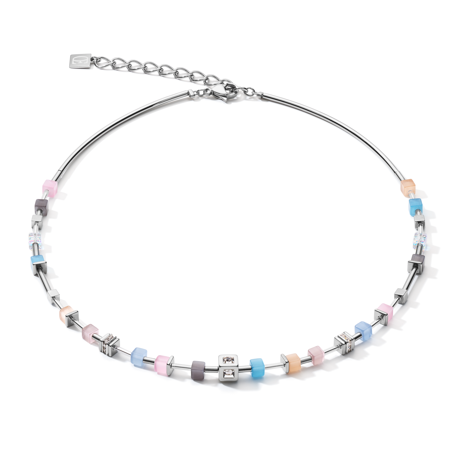 Necklace GeoCUBE® fine pastel blue-rose