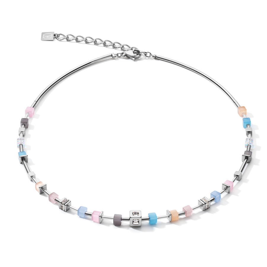 Necklace GeoCUBE® fine pastel blue-rose