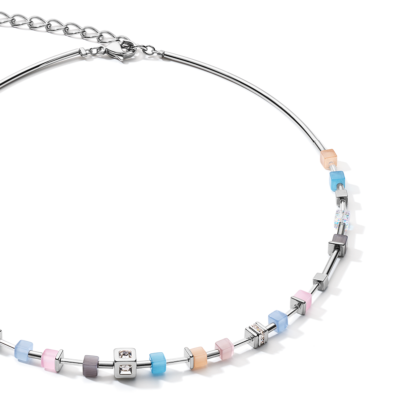 Necklace GeoCUBE® fine pastel blue-rose