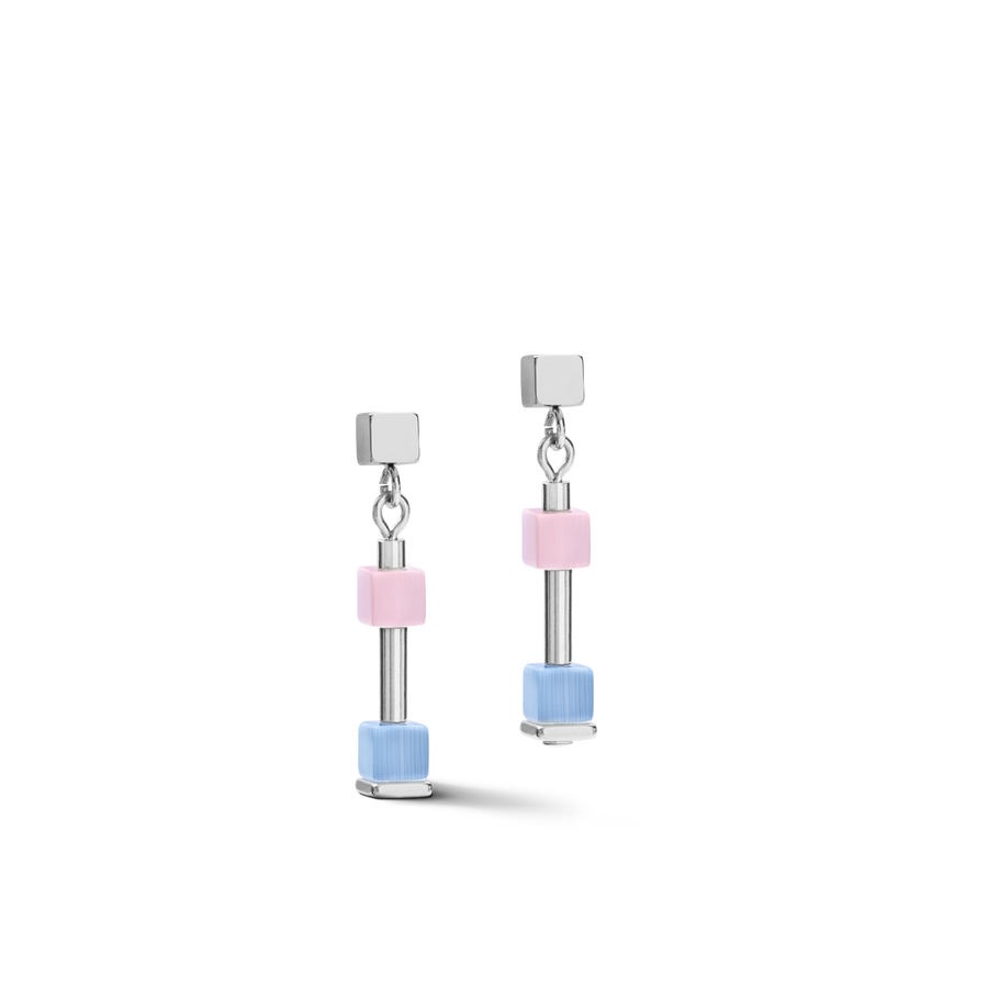 Earrings GeoCUBE® fine pastel blue-rose