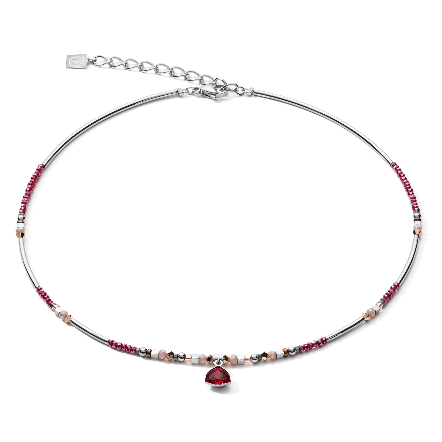 Necklace Pendant Curvy Triangle red
