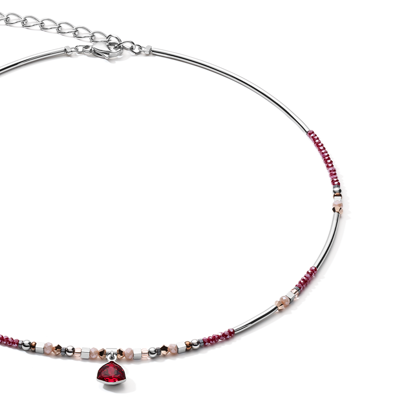 Necklace Pendant Curvy Triangle red