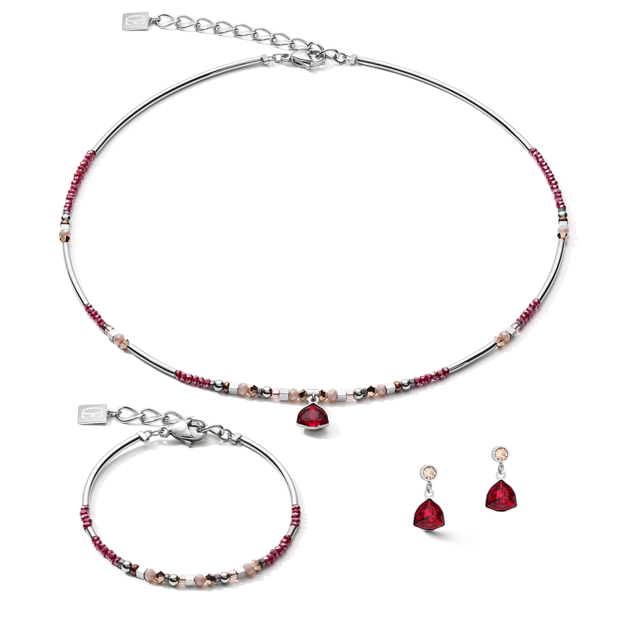 Necklace Pendant Curvy Triangle red