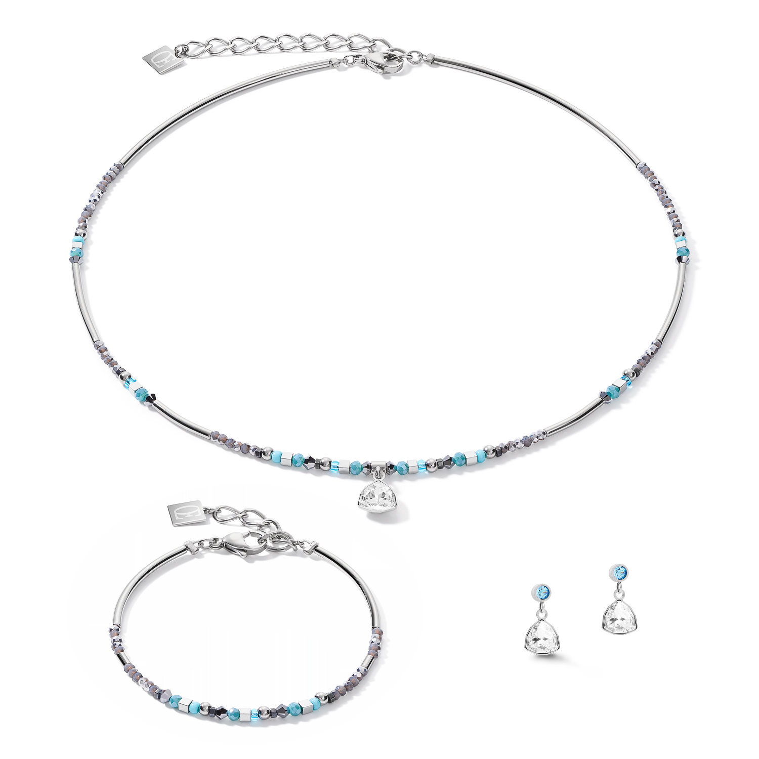 Necklace Pendant Curvy Triangle aqua