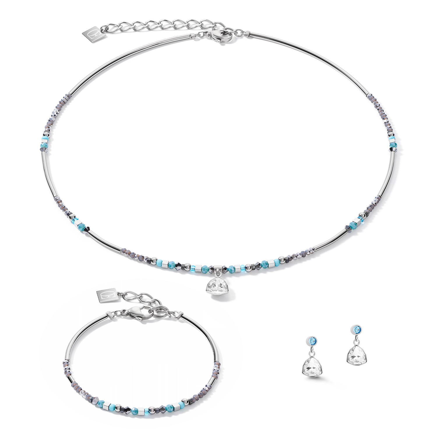 Bracelet Pendant Curvy Triangle aqua