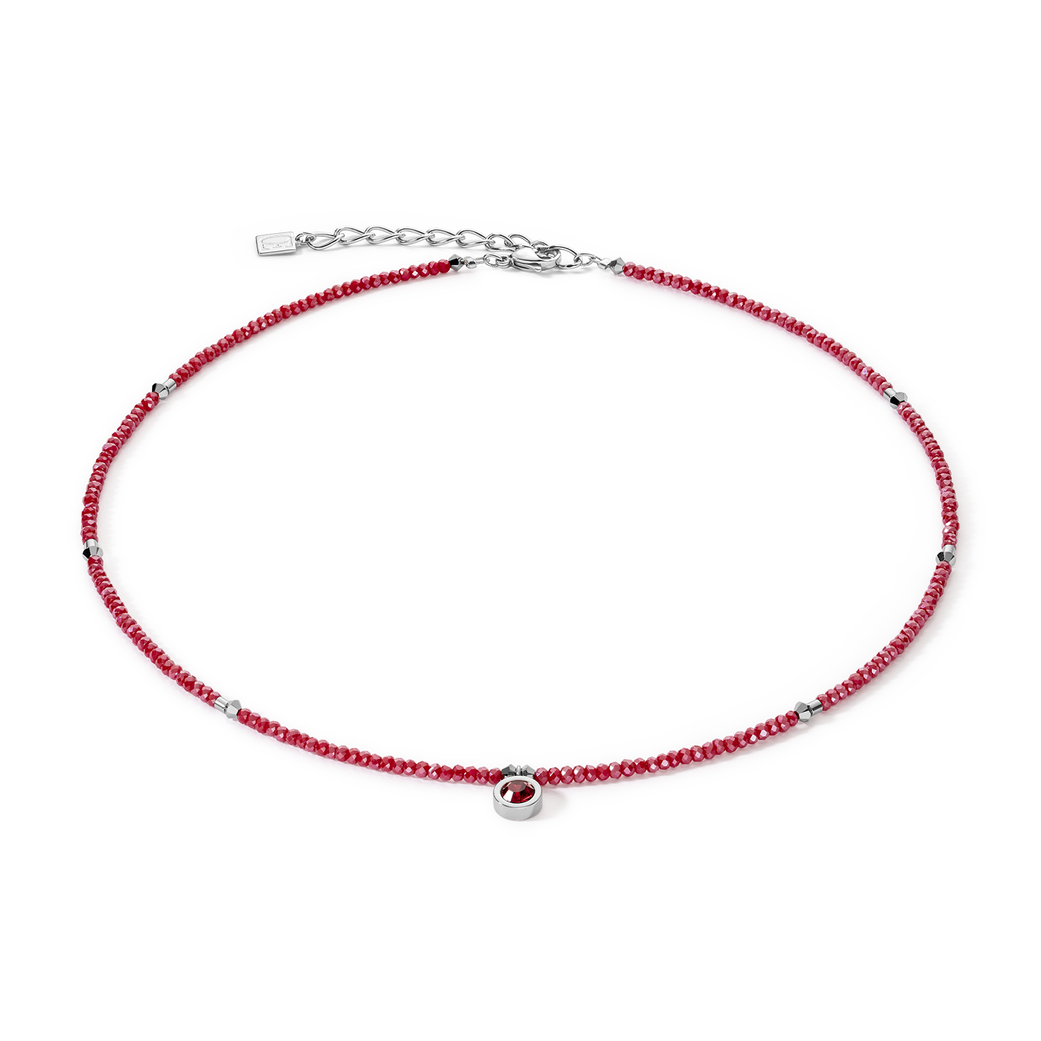 Sparkling Dot Delicate necklace rose silver & red