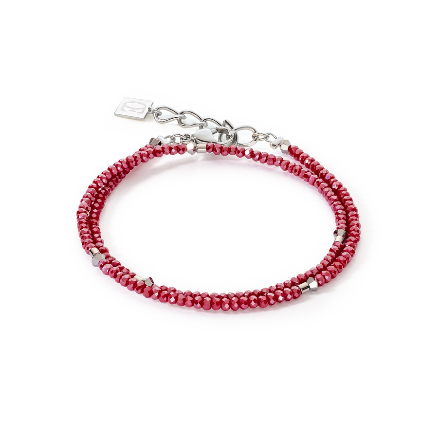 Sparkling Dot Delicate bracelet rose silver & red