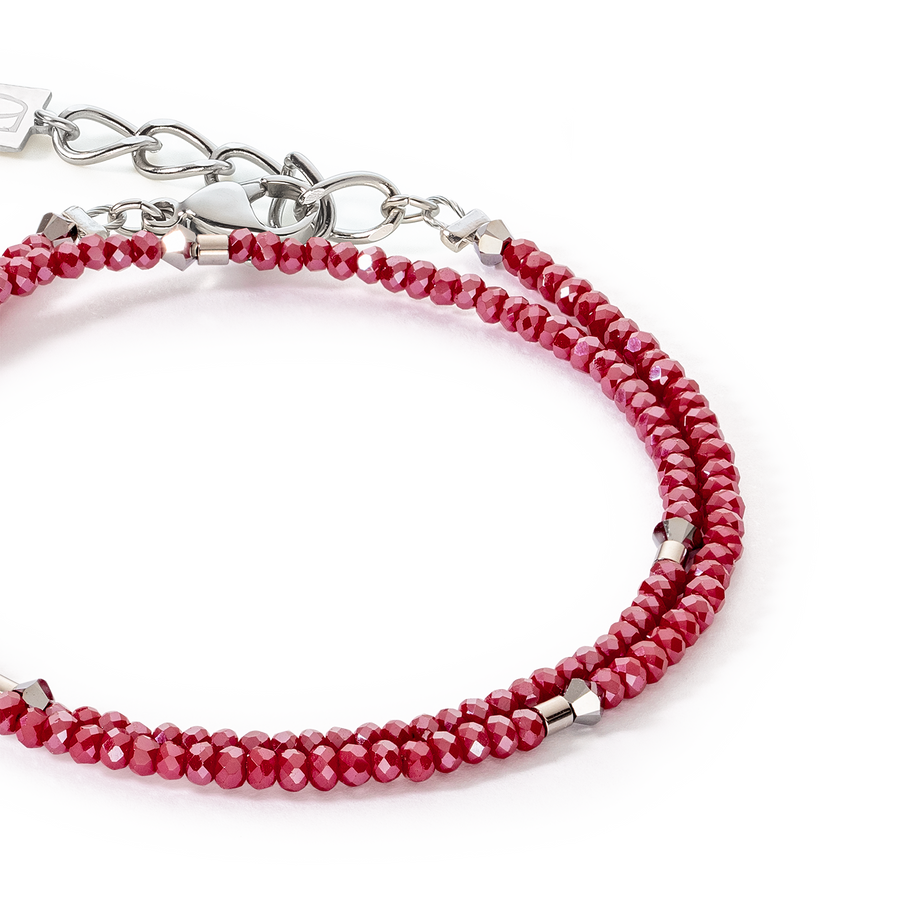 Sparkling Dot Delicate bracelet rose silver & red