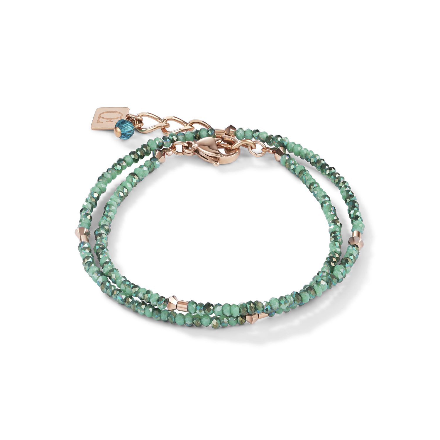 Bracelet small crystal rose gold & petrol