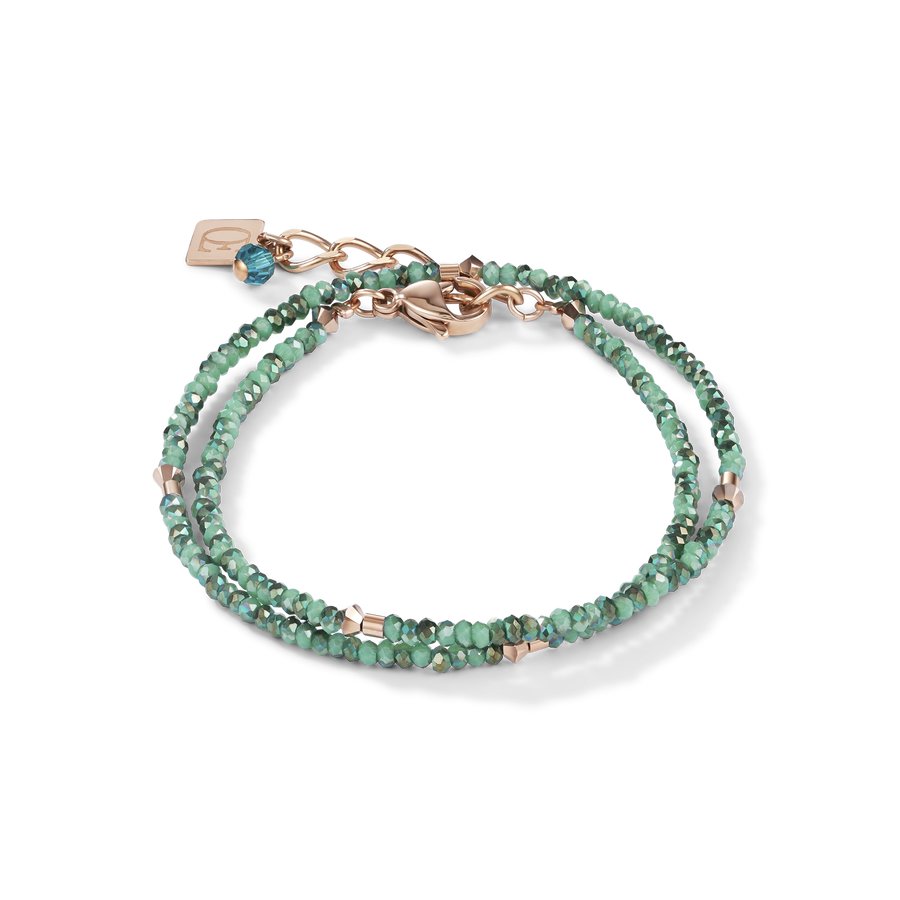 Bracelet small crystal rose gold & petrol