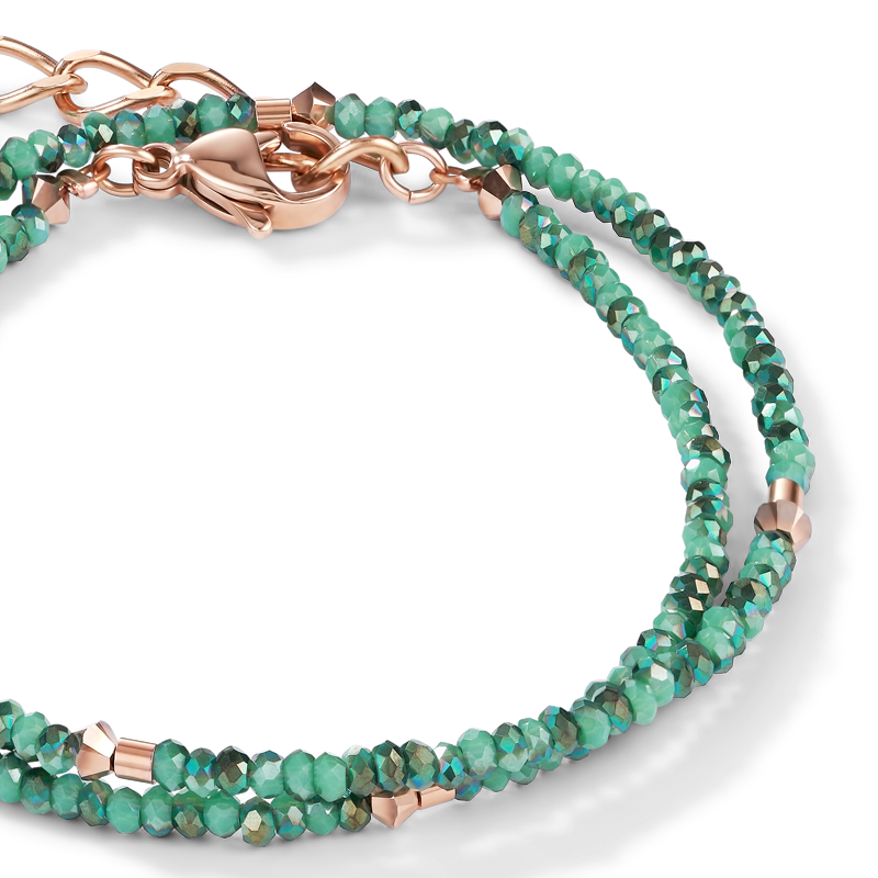 Bracelet small crystal rose gold & petrol