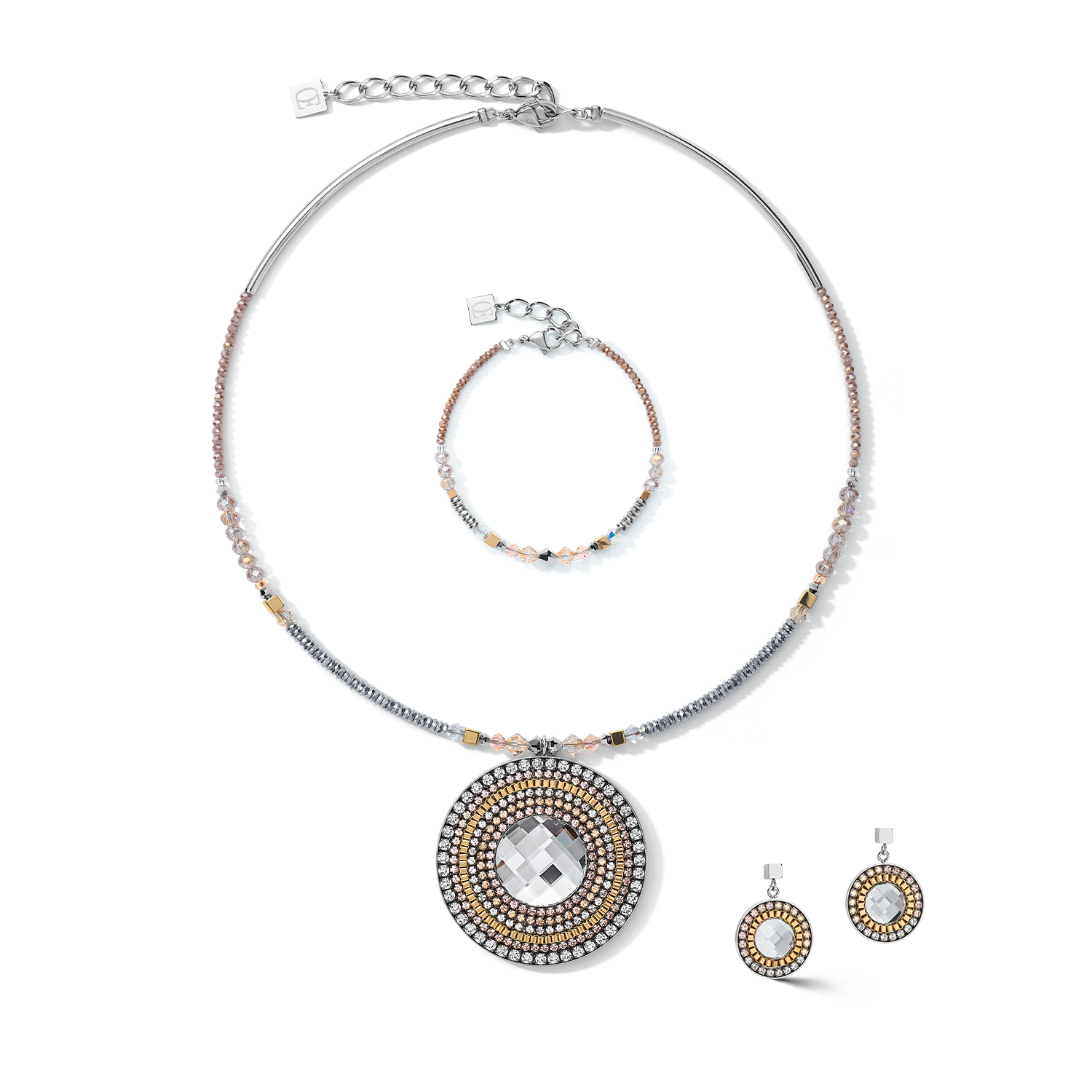 Bracelet Amulet Bicolour Crystals & Hematite gold-silver