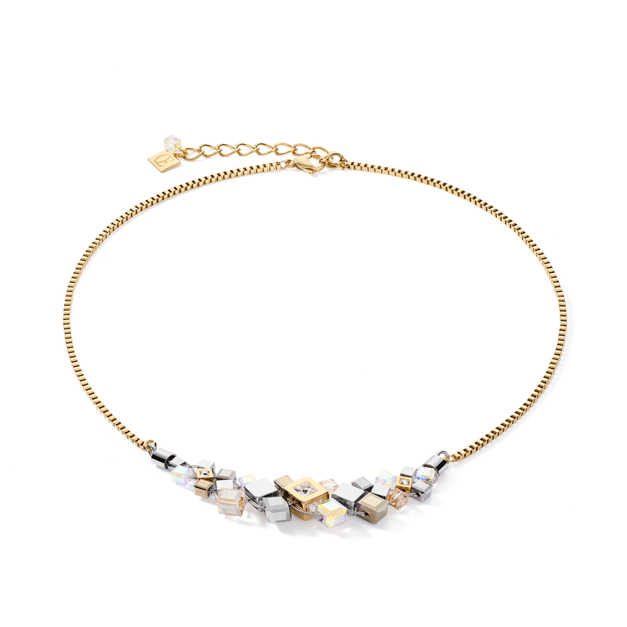 Necklace GeoCUBE® cluster gold-silver