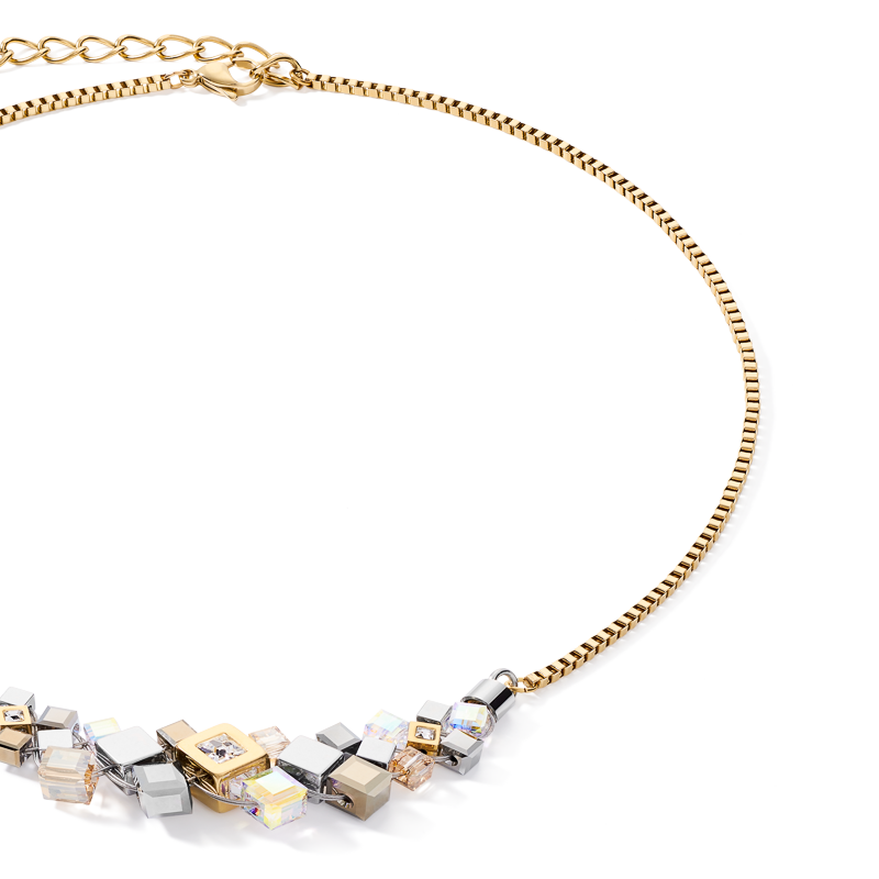 Necklace GeoCUBE® cluster gold-silver