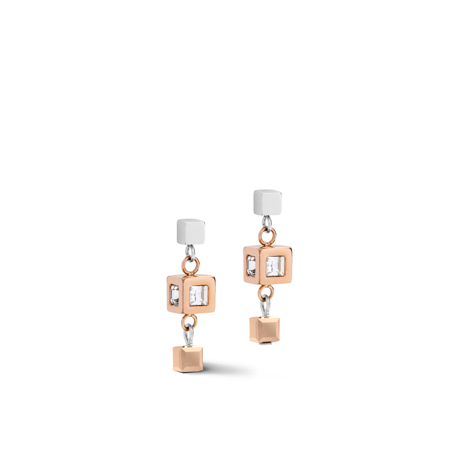 Earrings GeoCUBE® cluster rose gold