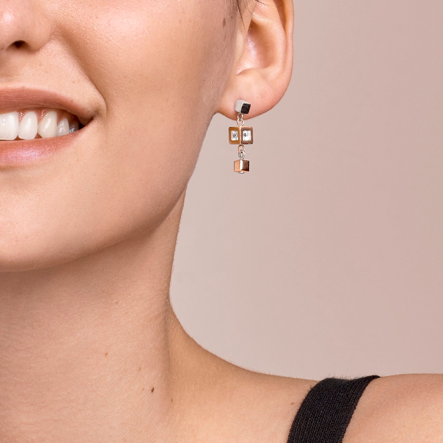 Earrings GeoCUBE® cluster rose gold