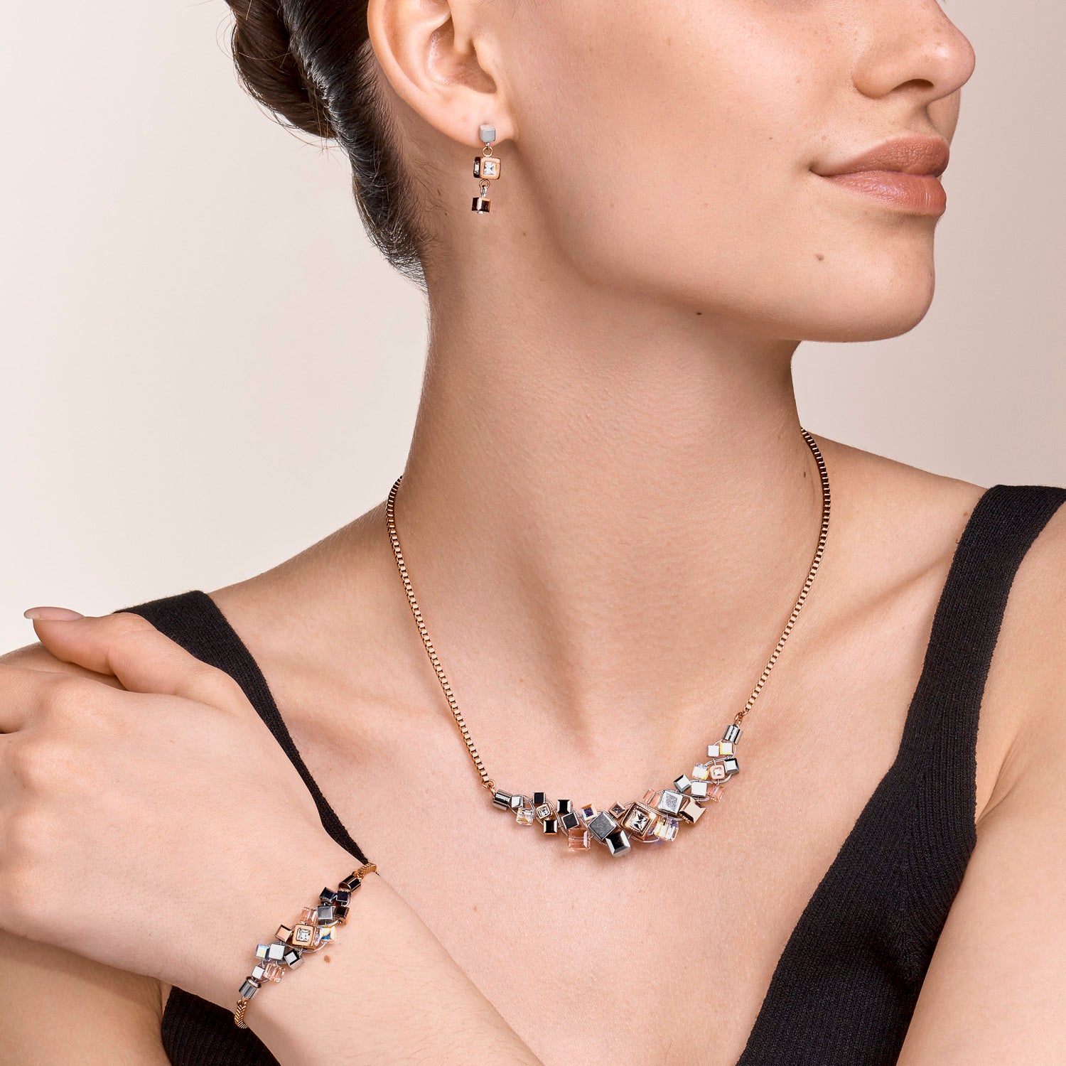 Bracelet GeoCUBE® cluster  rose gold
