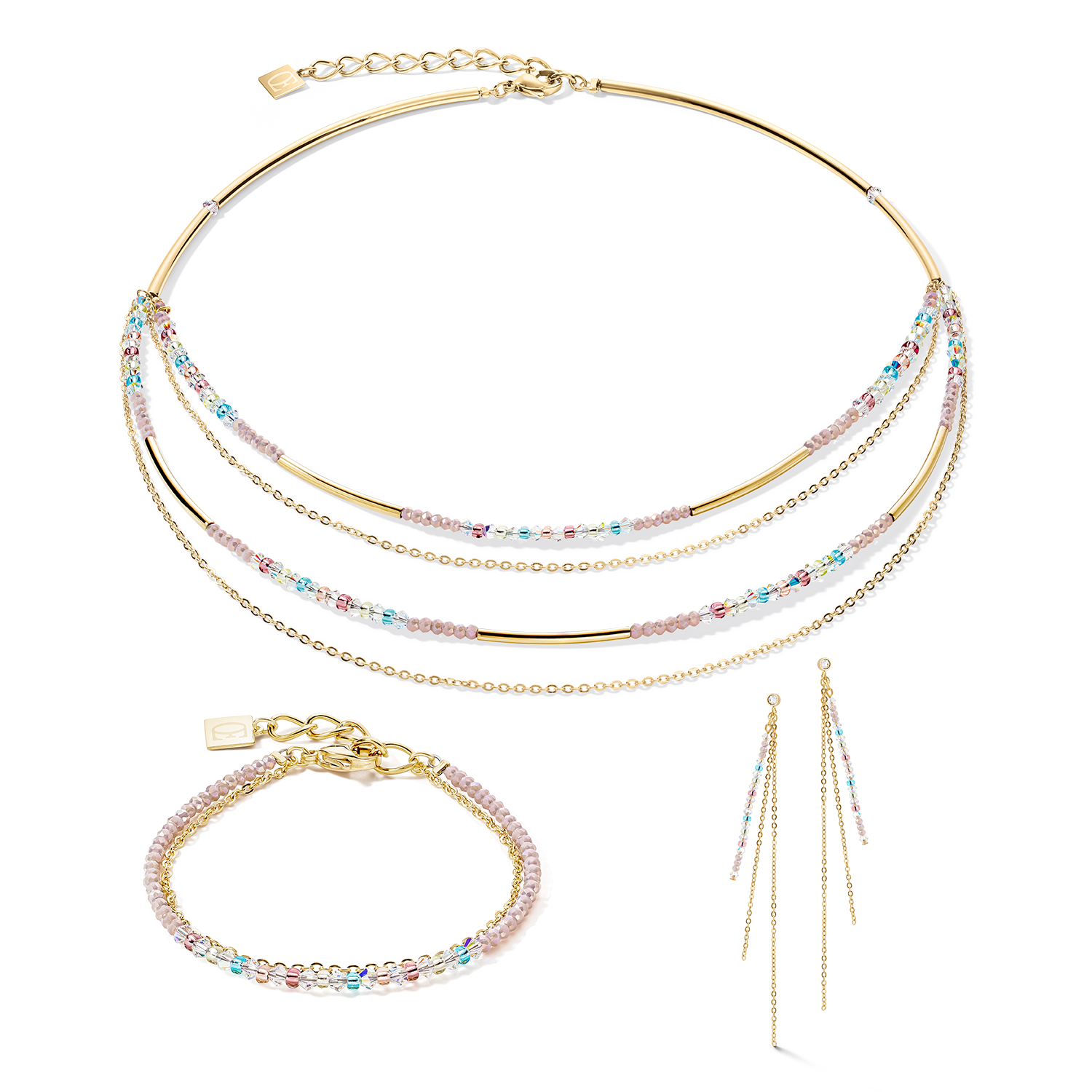 Waterfall Delicate necklace gold multicolor pastell romantic