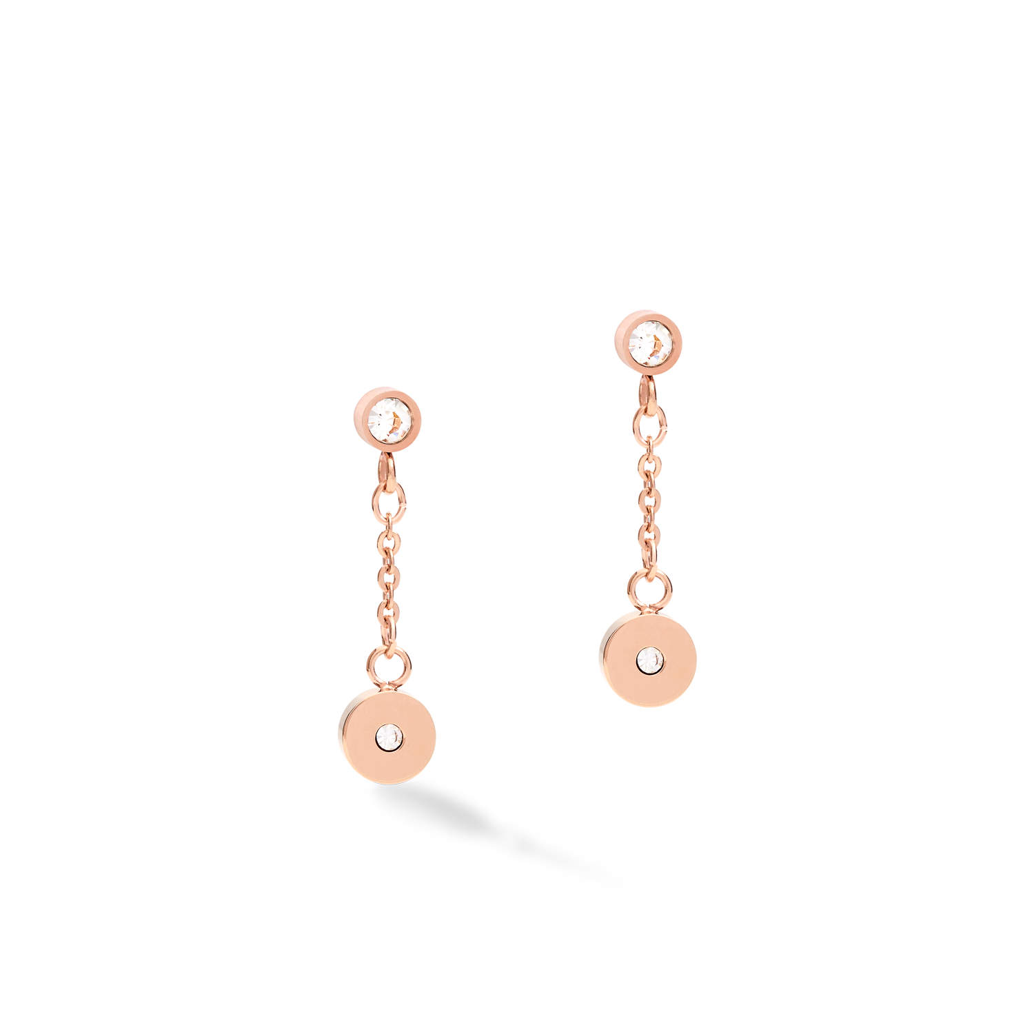 Earrings Coins & Chains rose gold-white