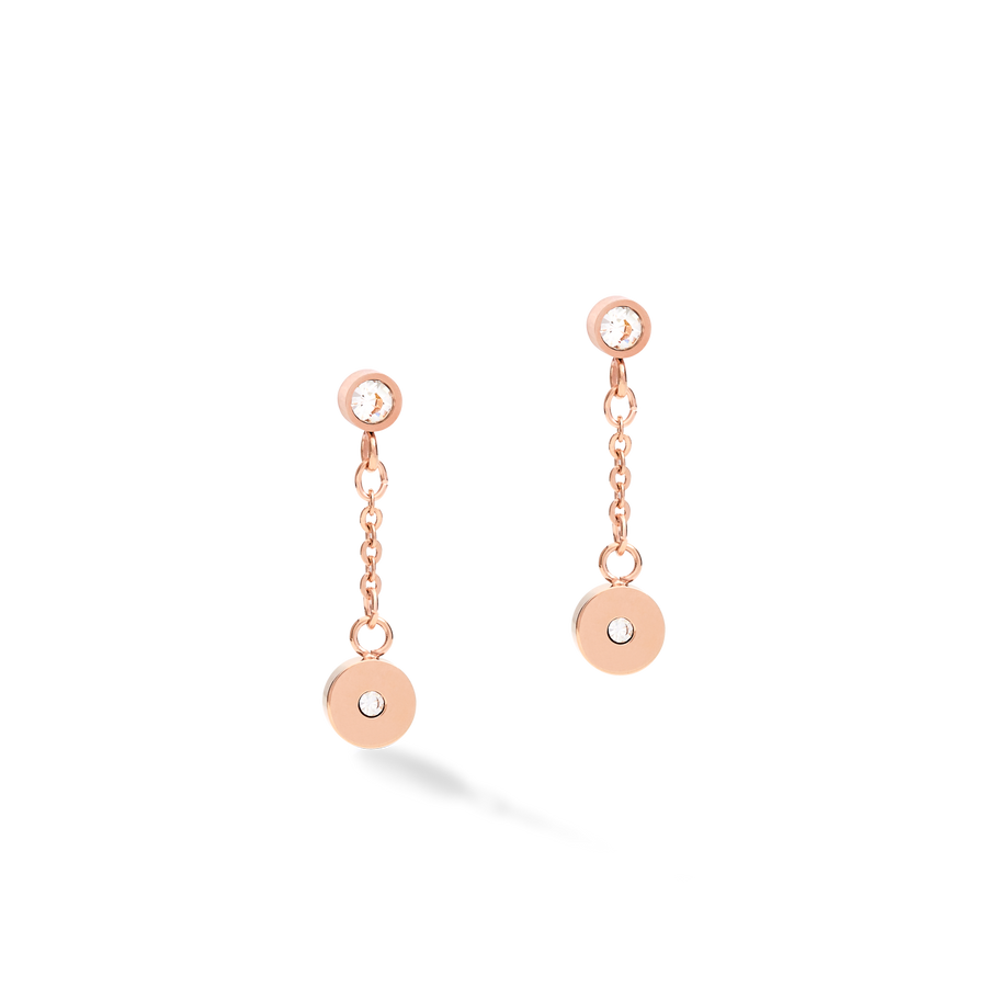 Earrings Coins & Chains rose gold-white