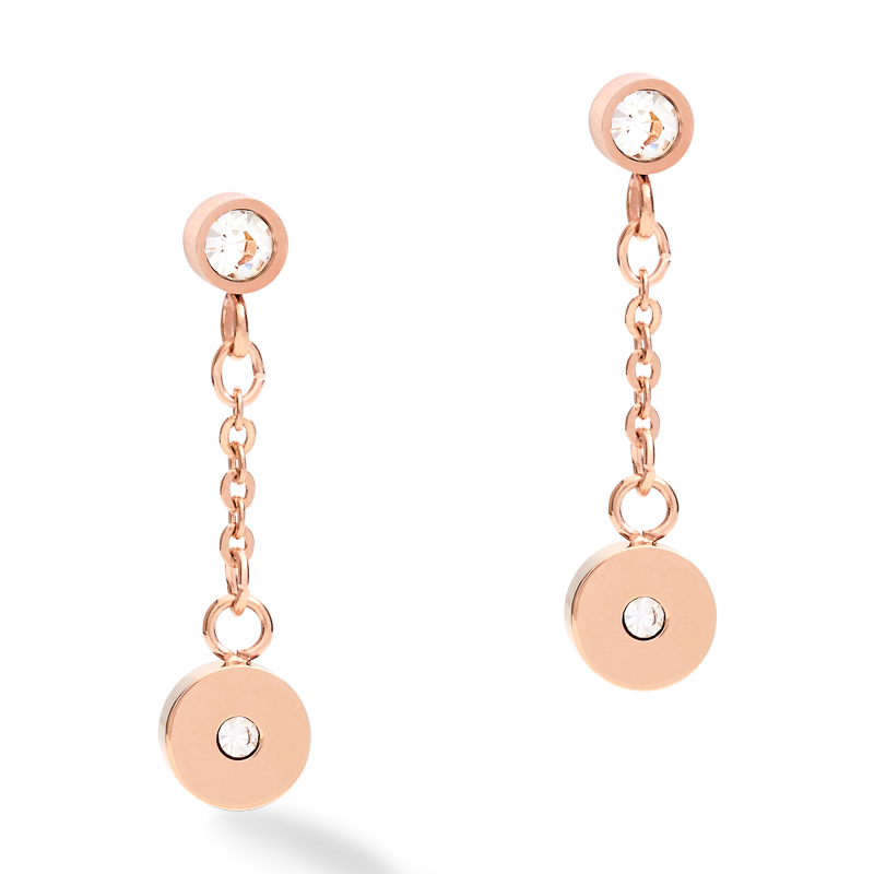 Earrings Coins & Chains rose gold-white