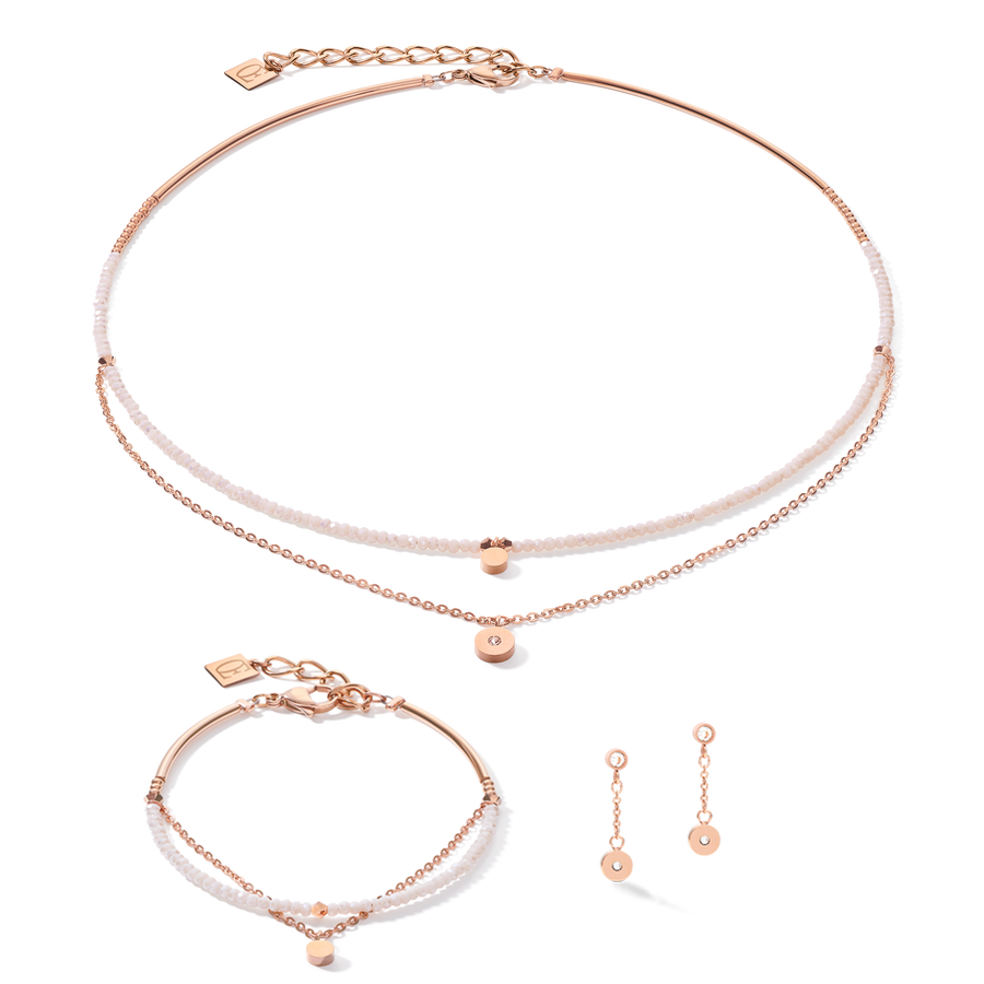 Earrings Coins & Chains rose gold-white