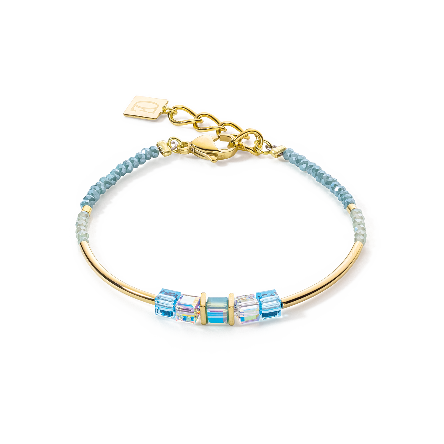 Cube Story Minimalistic bracelet gold-turquoise