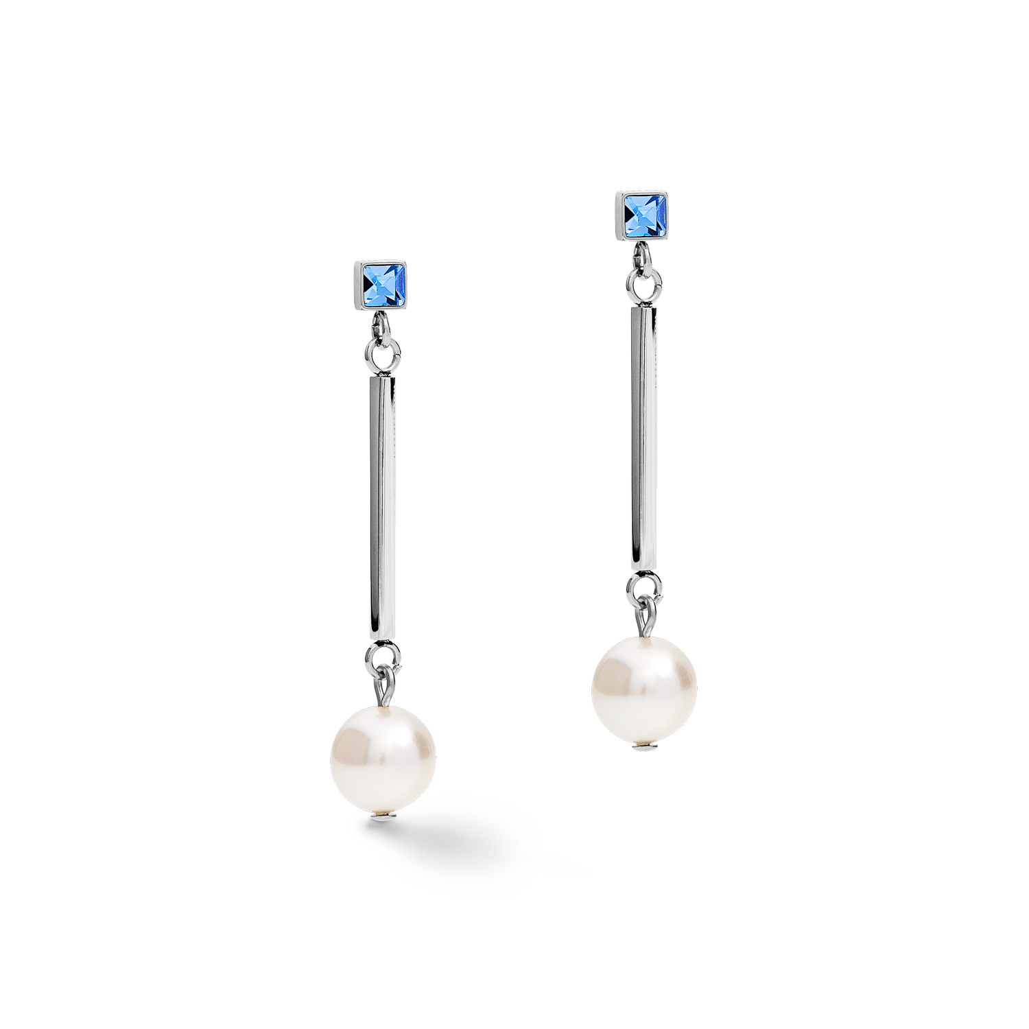 Earrings Crystal Pearls, Crystals & stainless steel silver-light blue