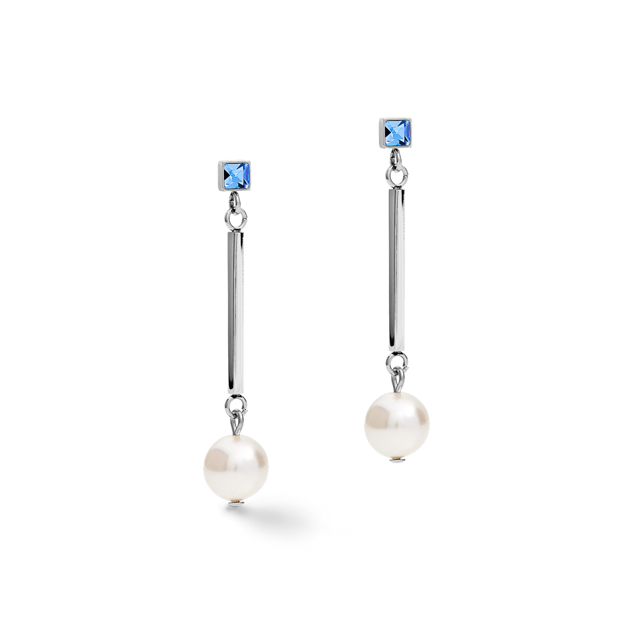 Earrings Crystal Pearls, Crystals & stainless steel silver-light blue