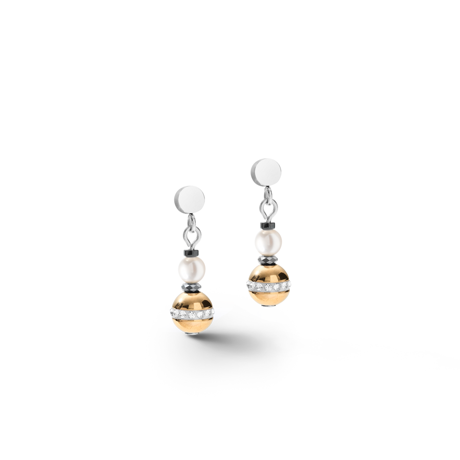 Earrings Ball Gemstones & Crystal Pearls grey-gold