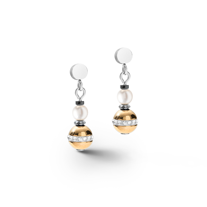 Earrings Ball Gemstones & Crystal Pearls grey-gold