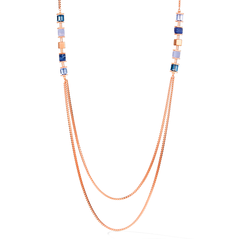 Necklace GeoCUBE® & chain large blue