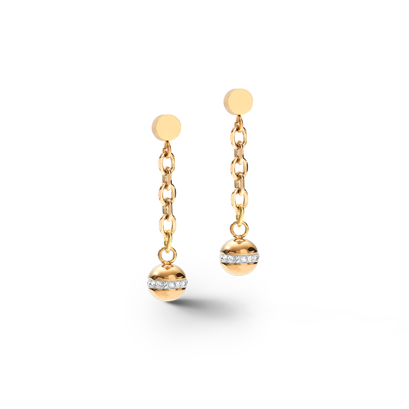 Earrings 4-in-1 Ball Stainless Steel Chain & Hematite gold