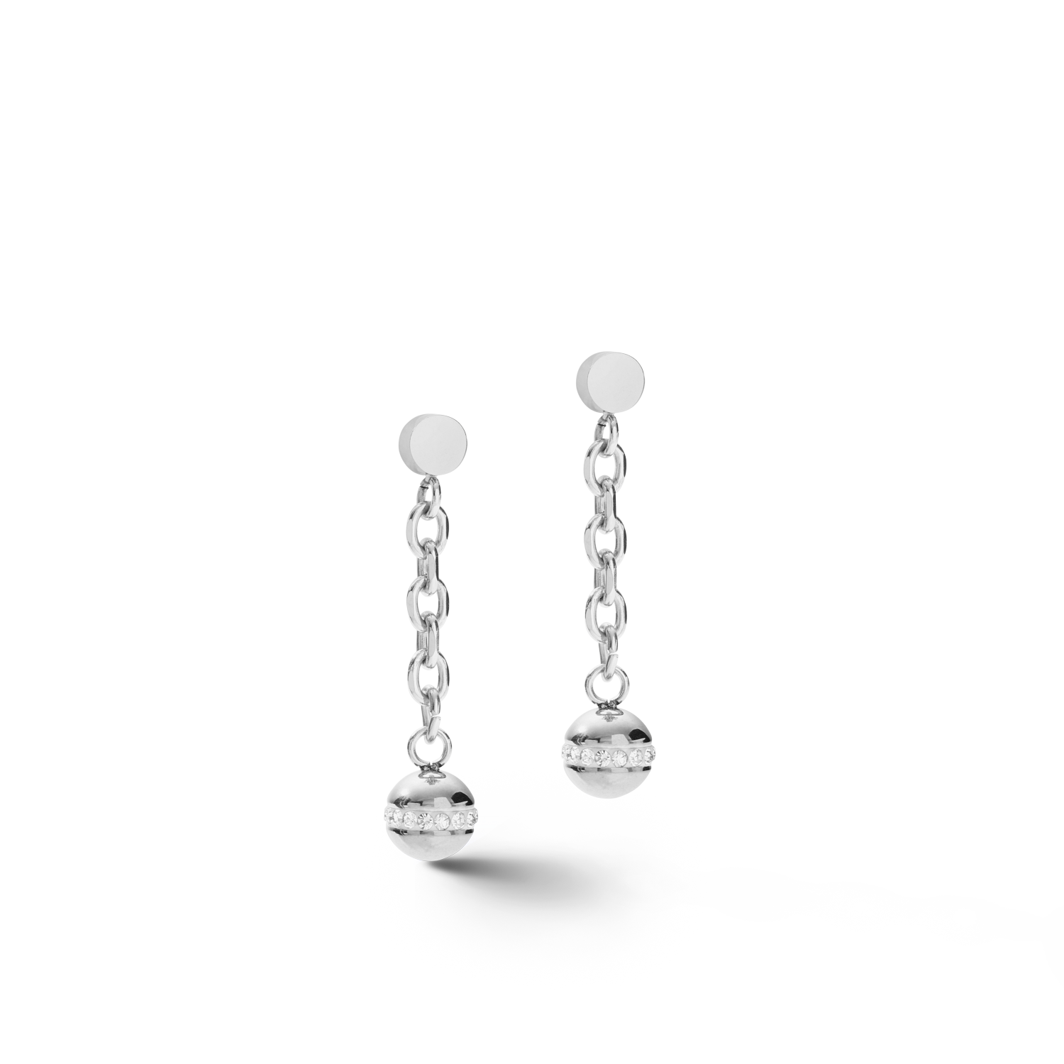 Earrings 4-in-1 Ball Stainless Steel Chain & Hematite silver