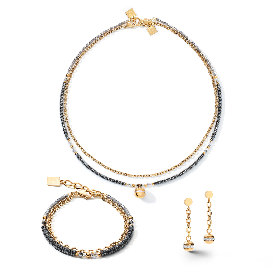 Bracelet 4-in-1 Ball Stainless Steel Chain & Hematite gold